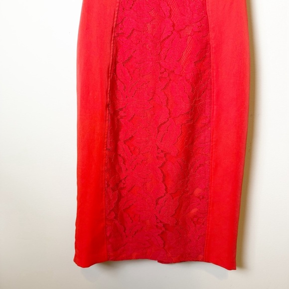 Reiss Lace Fit Red Orange Cocktail Dress Size 2 - Picture 5 of 12